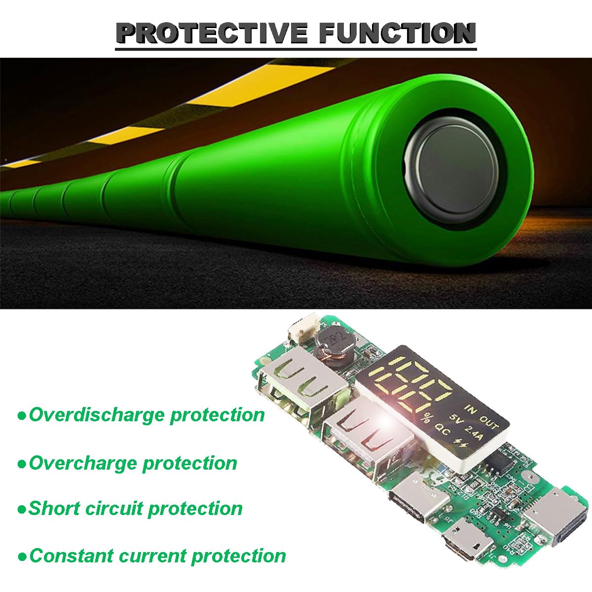 UMLIFE Lot de 4 cartes de charge 18650, double USB 5 V 2,4 A, module de batterie au lithium 186 50 avec protection contre les surcharges, les surcharges, les courts-circuits, les circuits UMLIFE Lot de 4 cartes de charge 18650, double USB 5 V 2,4 A, module de batterie au lithium 186 50 avec protection contre les surcharges, les surcharges, les courts-circuits, les circuits