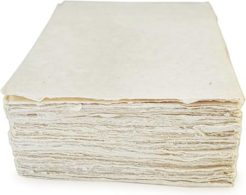 Miniatura 7 de Cartulina Lokta hecha a mano, papel de 5 x 7 pulgadas con borde deckle. Papel lokta sin árboles para papelería vintage, impresión e invitaciones