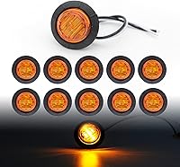 Vista 8 de TMH Luces indicadoras de marcador lateral ámbar de 1-1/4 pulgadas, redondas, 6 luces LED de bala transparente para camión, autobús, caravana