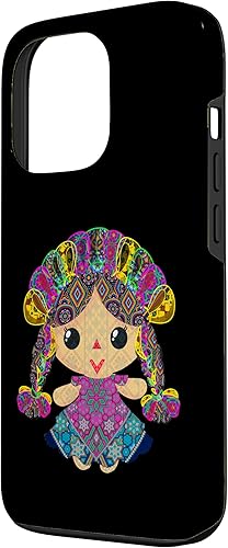 Vista 23 de iPhone 13 Pro Max muñeca mexicana, maria, mazahua arte huichol, lele, estuche