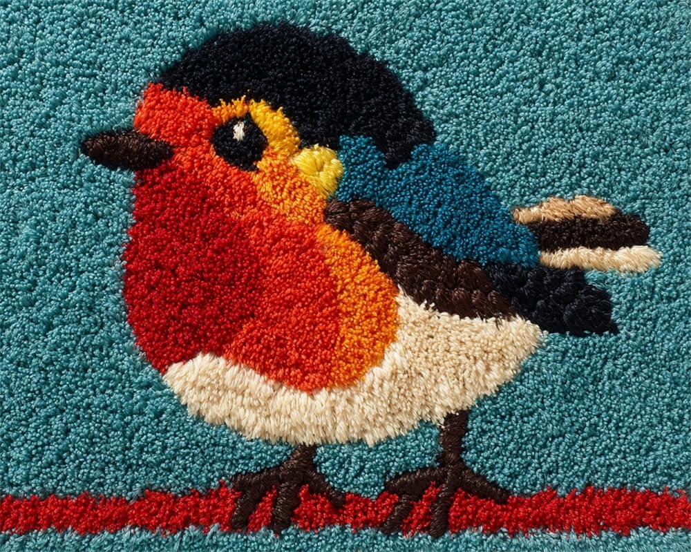 FWRTYCB Latch Hook Kits 20X15Inchrobin DIY Latch Hook Rug Kit, Cross Stitch Rug Making Kit, Carpet Making Crochet Kits Embroidery Kits Needlework Crafts for Home Decor