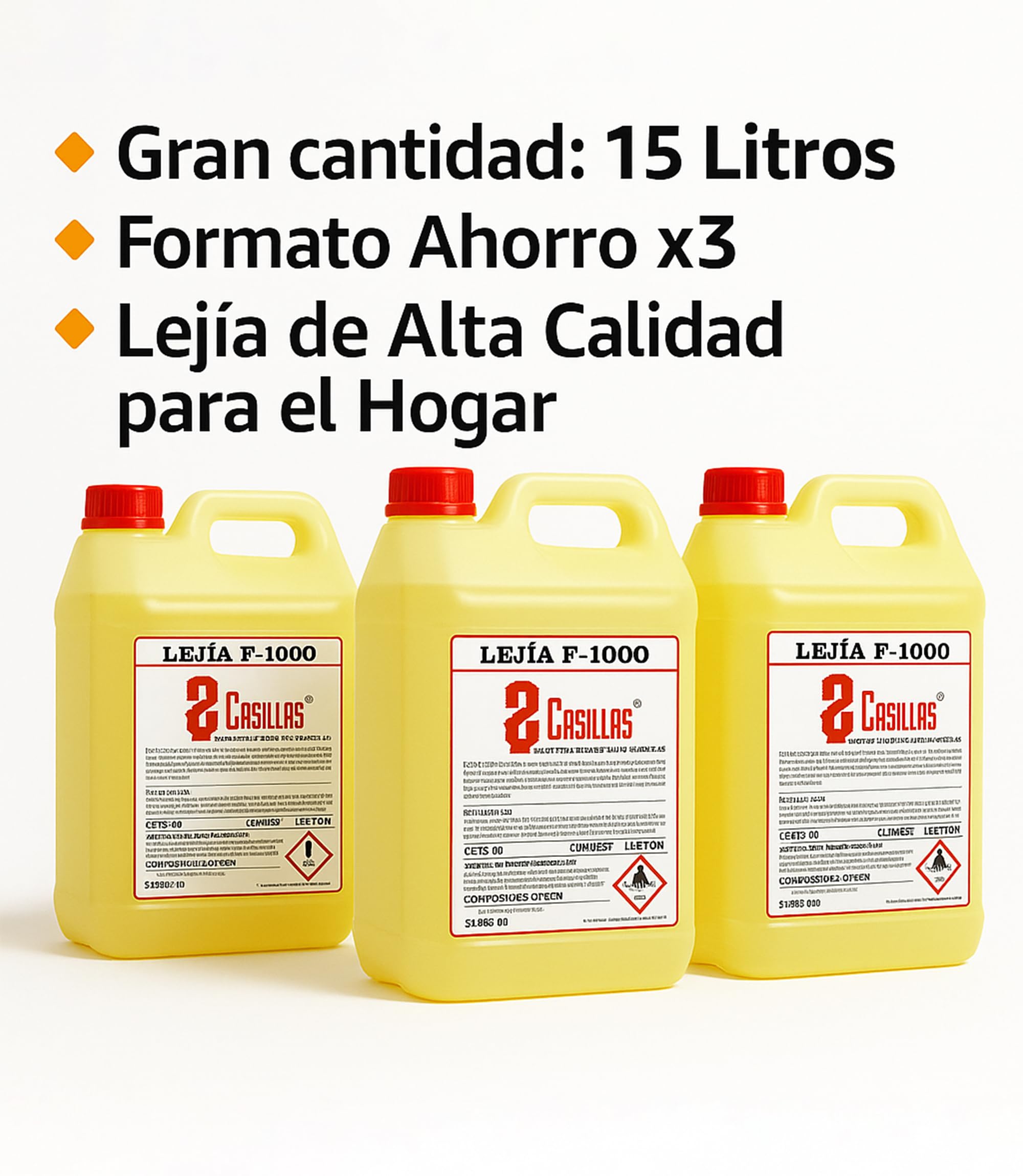 Lejia Profesional 5L Desinfectante Superficies Hogar Baño Cocina Azulejos Suelos Pack Ahorro 3 Garrafas Limpieza Total Antibacteriana Higienizante Elimina Olores Fungicida Sin Restos Cloro