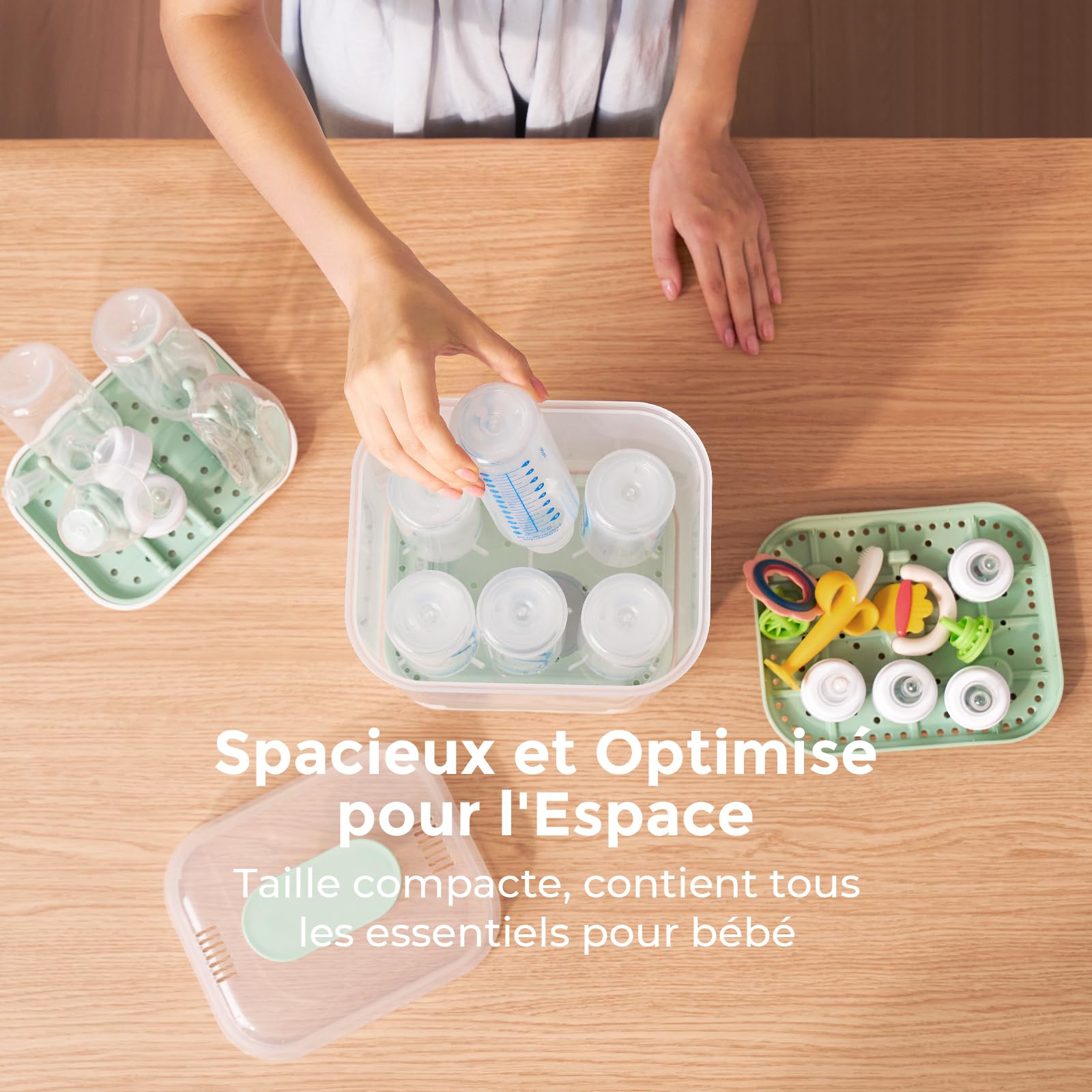 Momcozy Stérilisateur Séchoir 4-en-1, 6 Biberons, Compact, Électrique | Tire-lait et Accessoires, Nouveau-né, Sans BPA, Hygiène, Automatique, Bébé, Cadeau, Lot, Silencieux, Rapide, Sûr, Voyage