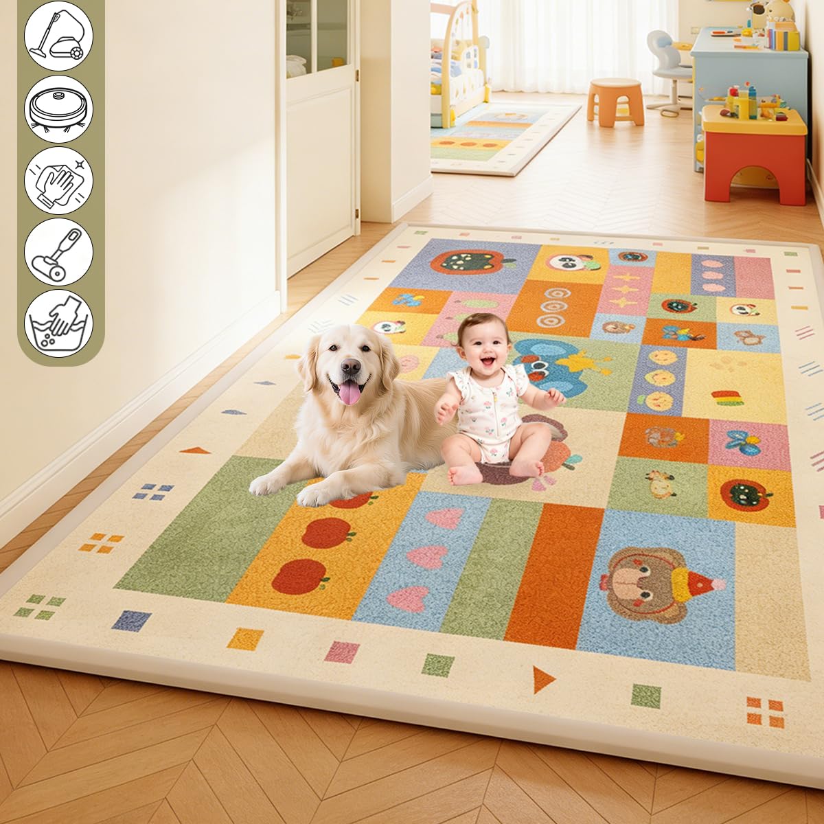 Tappeto Gioco Bambini Acolchado 2.5 cm Extra Spesso, Antiscivolo, Ideale per Pavimenti e Box Neonato, Palestra Neonati, Tappeto Tummy Time Neonati 190 x 240 cm