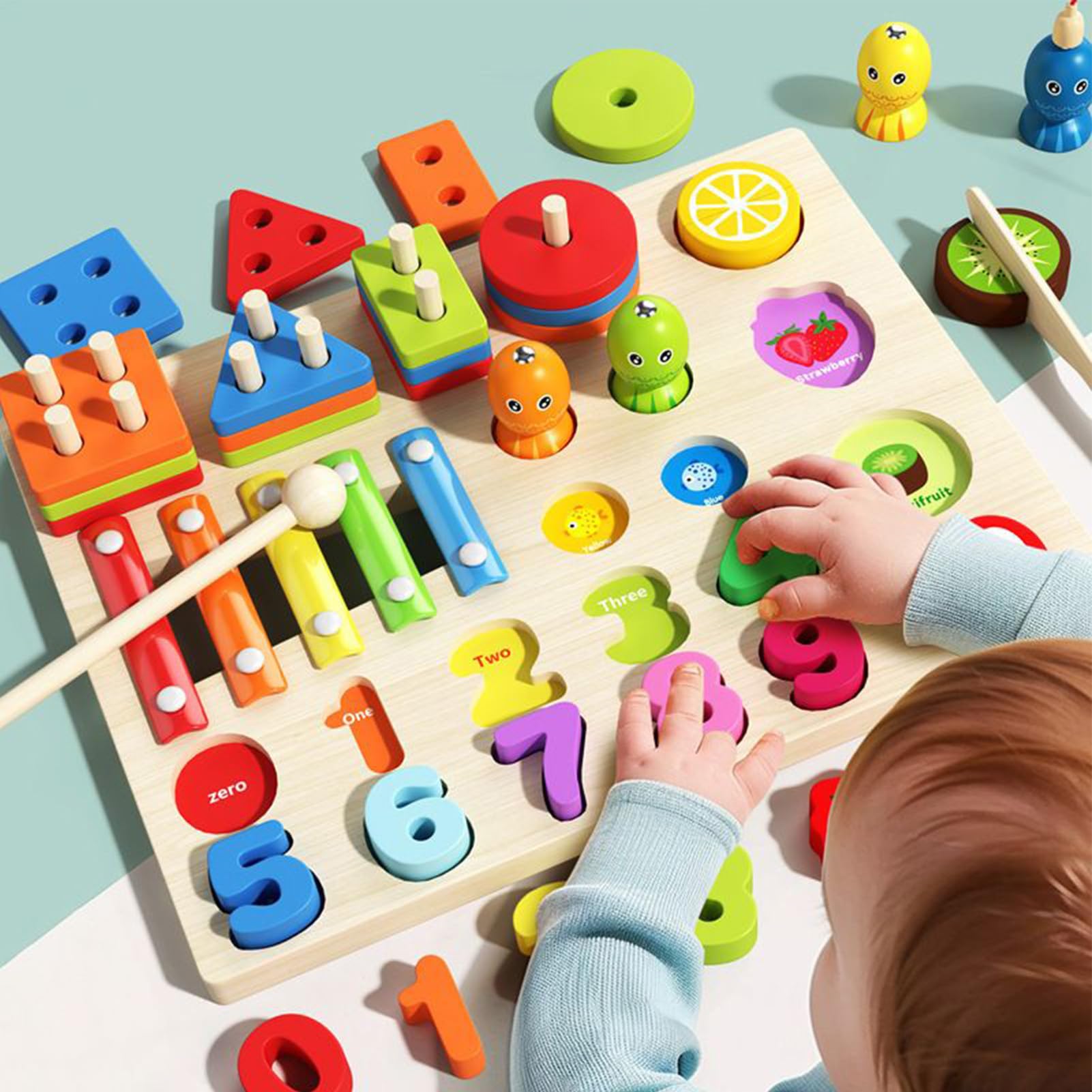 Puzzle in Legno per Imparare le Forme Sensoriali Matematici, Educativo