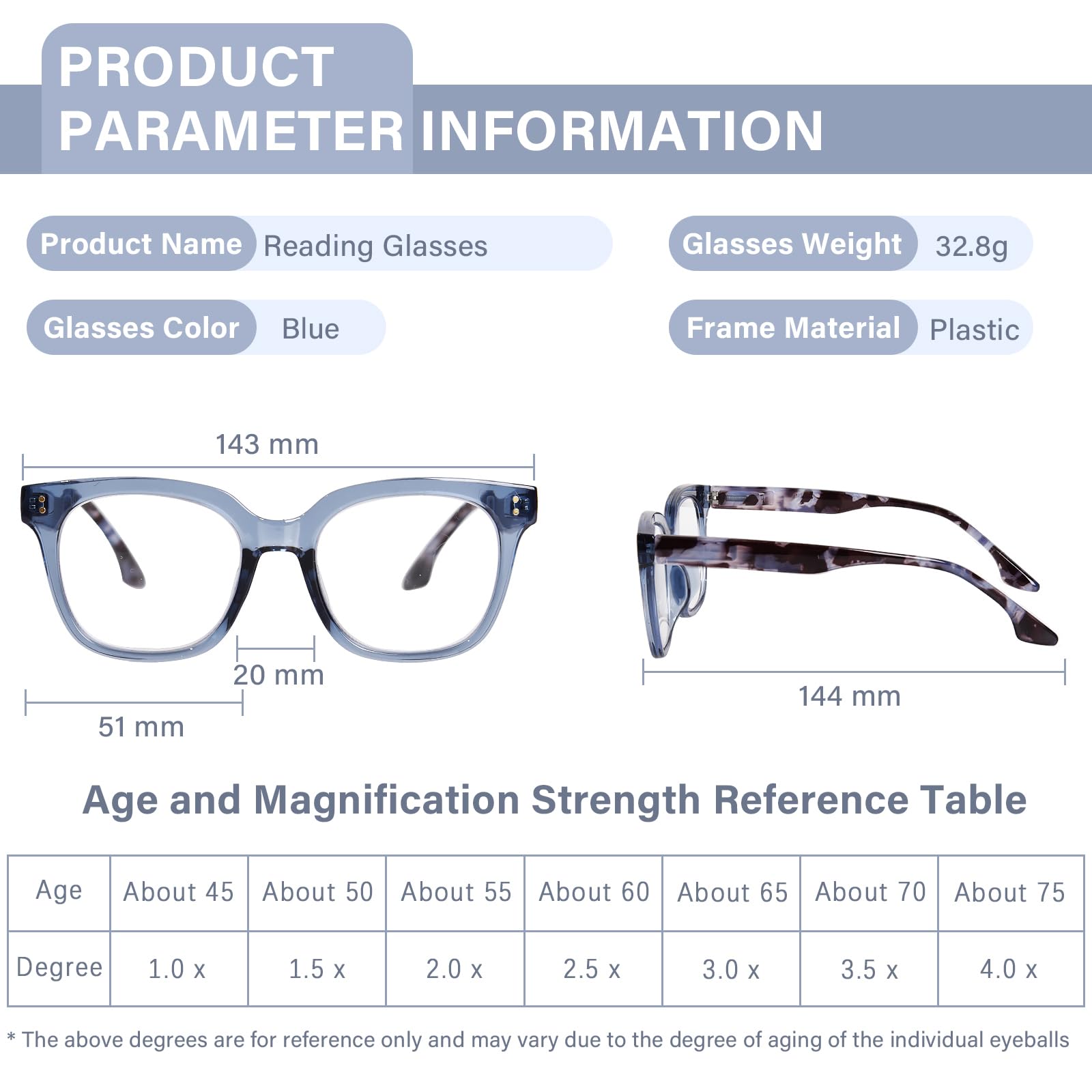 Lesebrille für Damen, übergroß, quadratisch, blockiert blaues Licht, klare Computerbrille für Damen und Herren