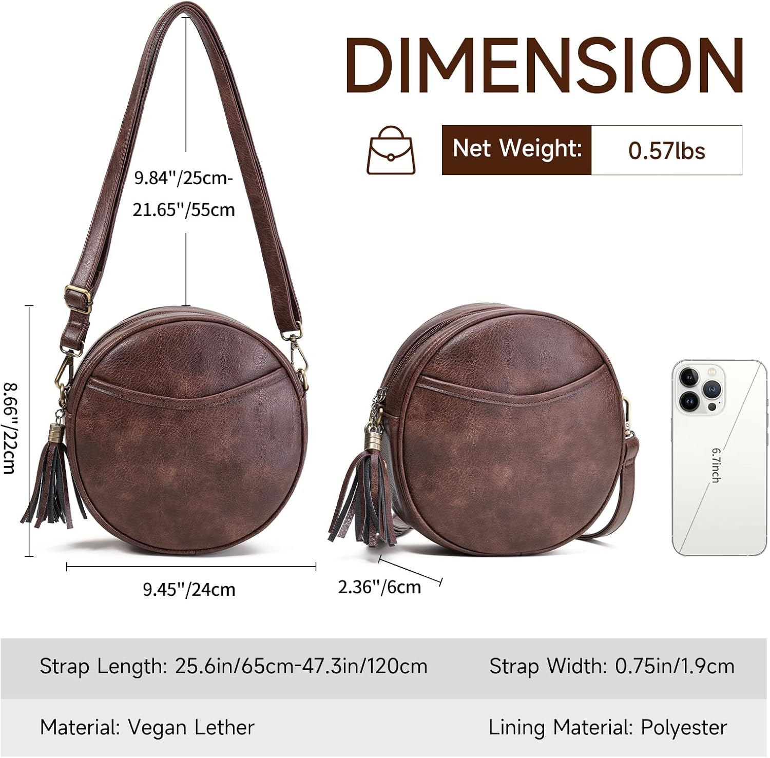 GAEKEAO Crossbody Bag for Women Circle Purse Small Vegan Leather Cross body Shoulder Bag Trendy Designer Round Purses - Image 6