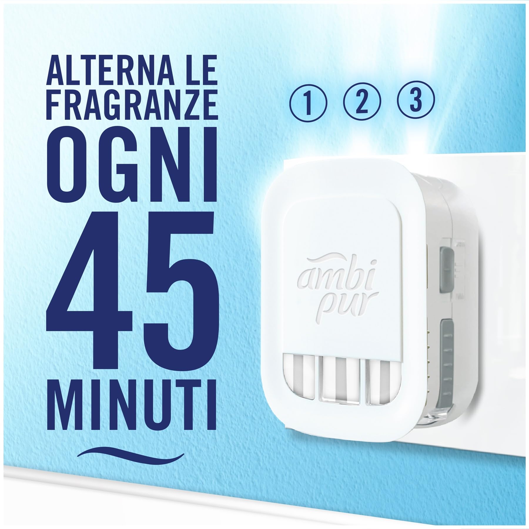 Ambi Pur 3Volution Profumatore per Ambienti, 7 Ricariche per Diffurore Elettrico, Fragranza Lenor Arancia, Tecnologia Elimina Odori, Fino a 90 Giorni di Profumo per Ricarica