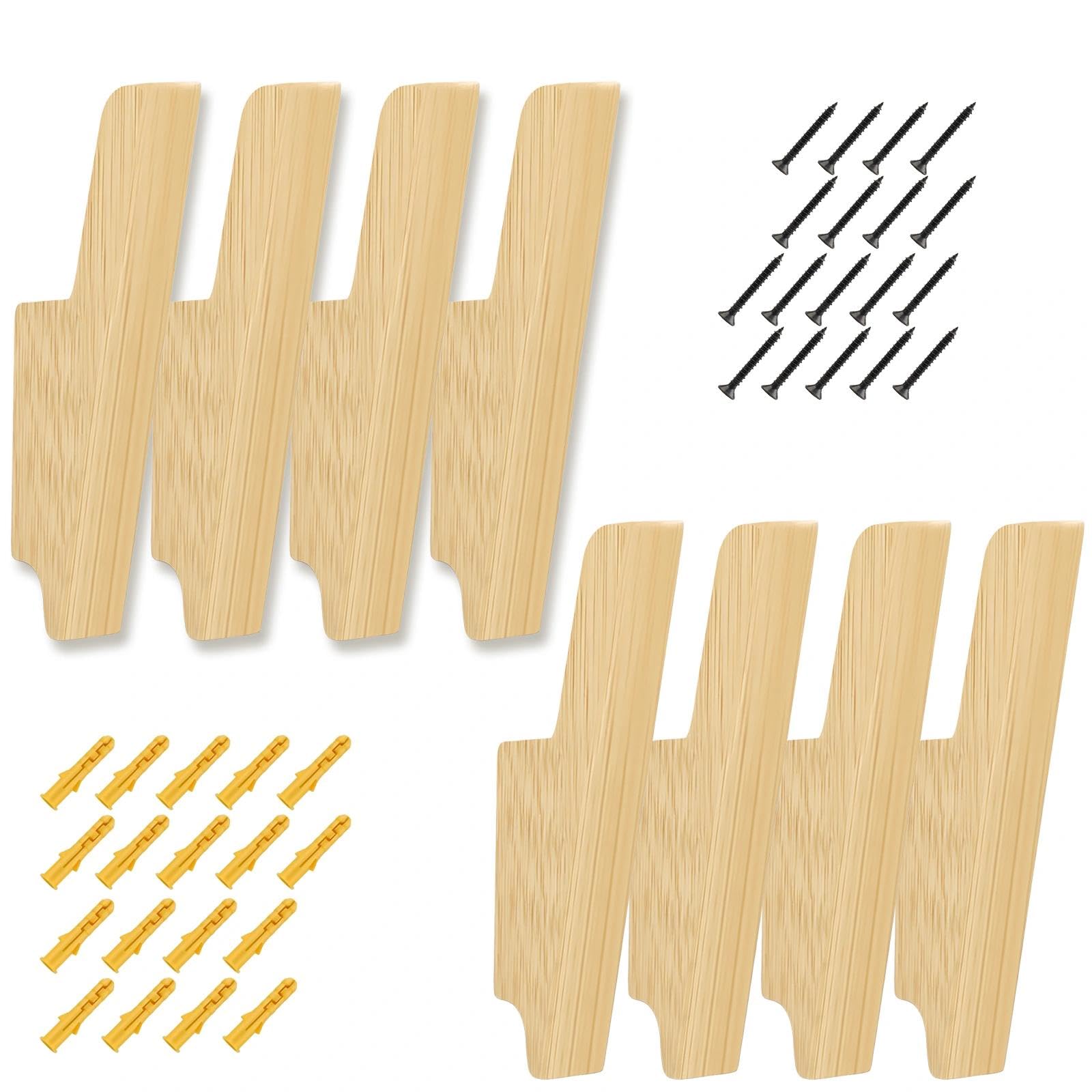 TIANLIN 8-Pack Solid Oak Wall Coat Hooks - Concealed Fixing