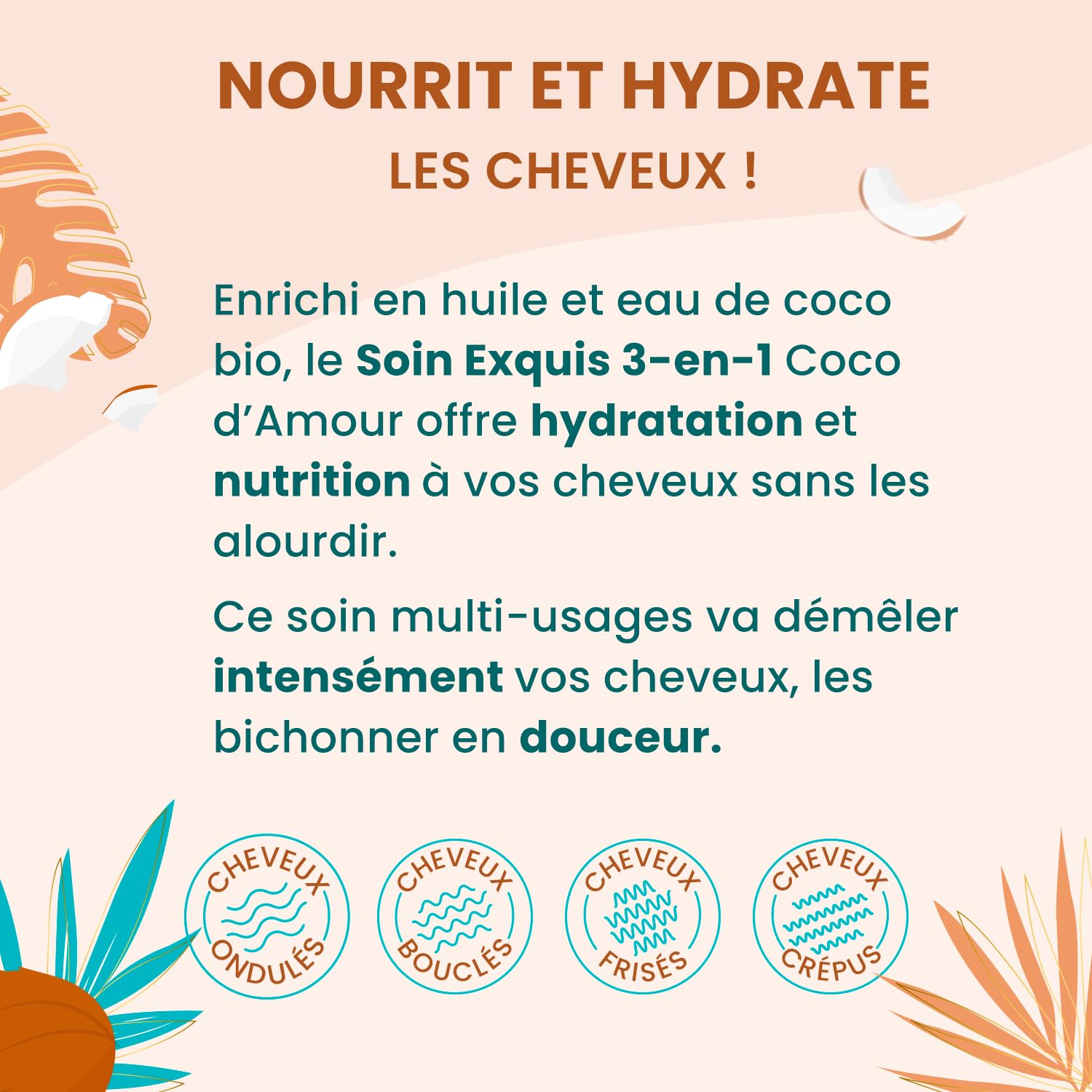 ACTIVILONG - Soin Exquis 3-En-1 Coco D'Amour - Cheveux Secs Et Texturés - Démêle Et Nourrit - 97% D'Ingrédients Naturels - Testé Et Approuvé Par Un Jury De Consommateurs - Made in France - 250ml