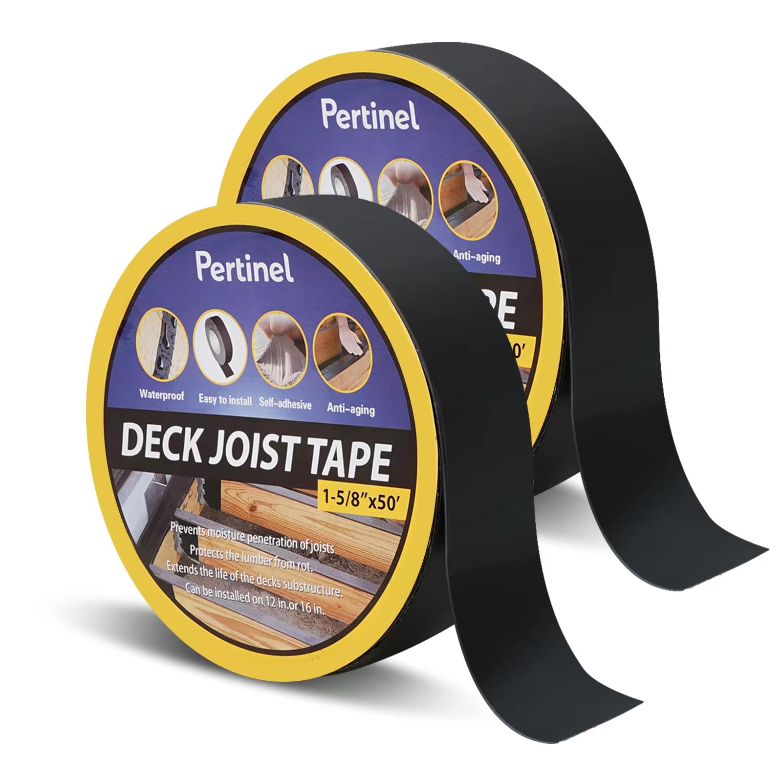 12 Pack Joist Tape 1-5/8 X 50 Feet - Weather Resistant Butyl Deck Flashing Tape