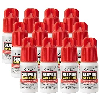 CALA Super Nail Glue Professional Quick Dry Nail Glue Adhesive for False Nails, Tips & Art Accessories Salon Quality Strong Hold for Natural Nail Repair (Pack of 12)