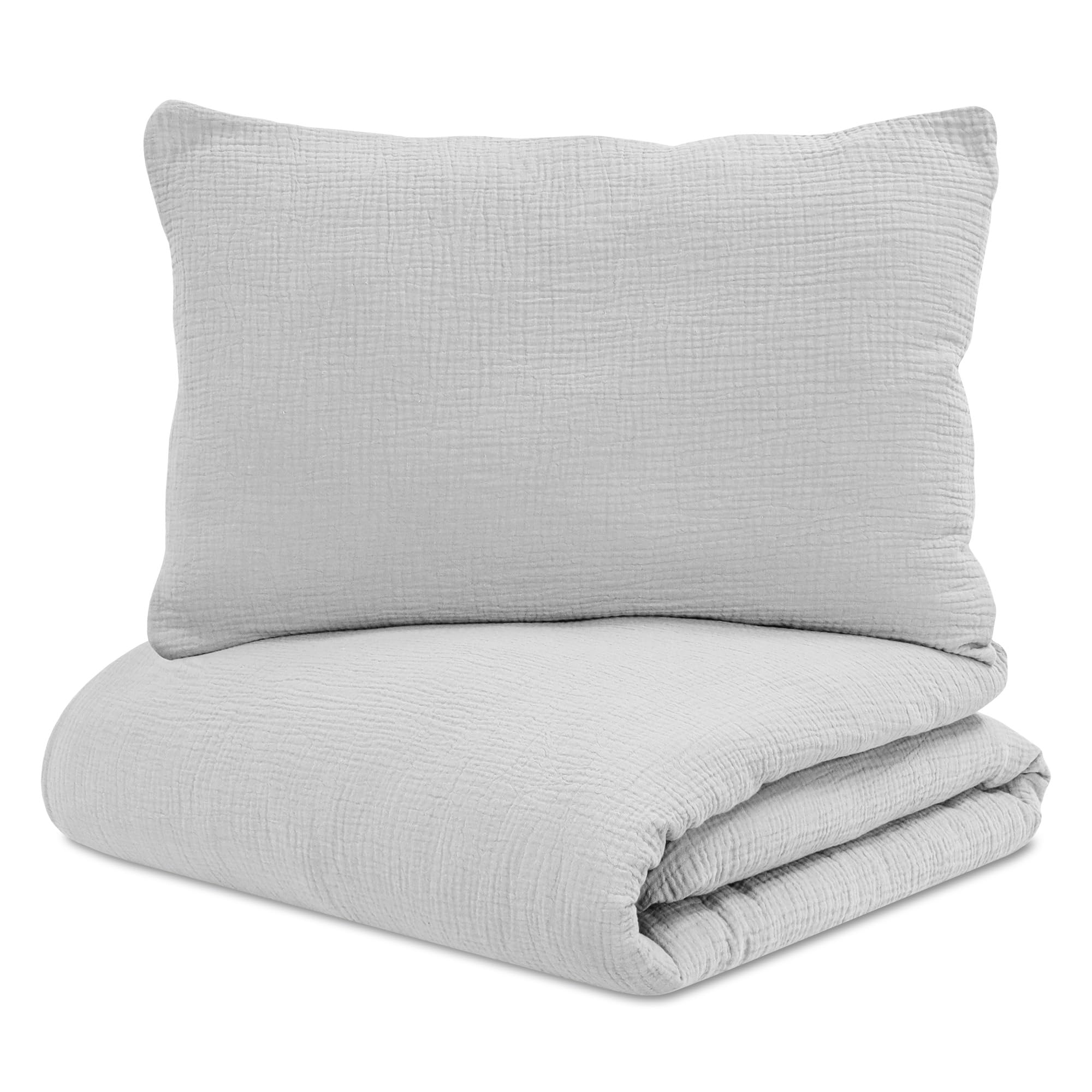 Totsy Baby Children's duvet cover Muslin 100 x 135 cm - children's bed linen set with pillowcase 60 x 40 cm Gray - Image 2