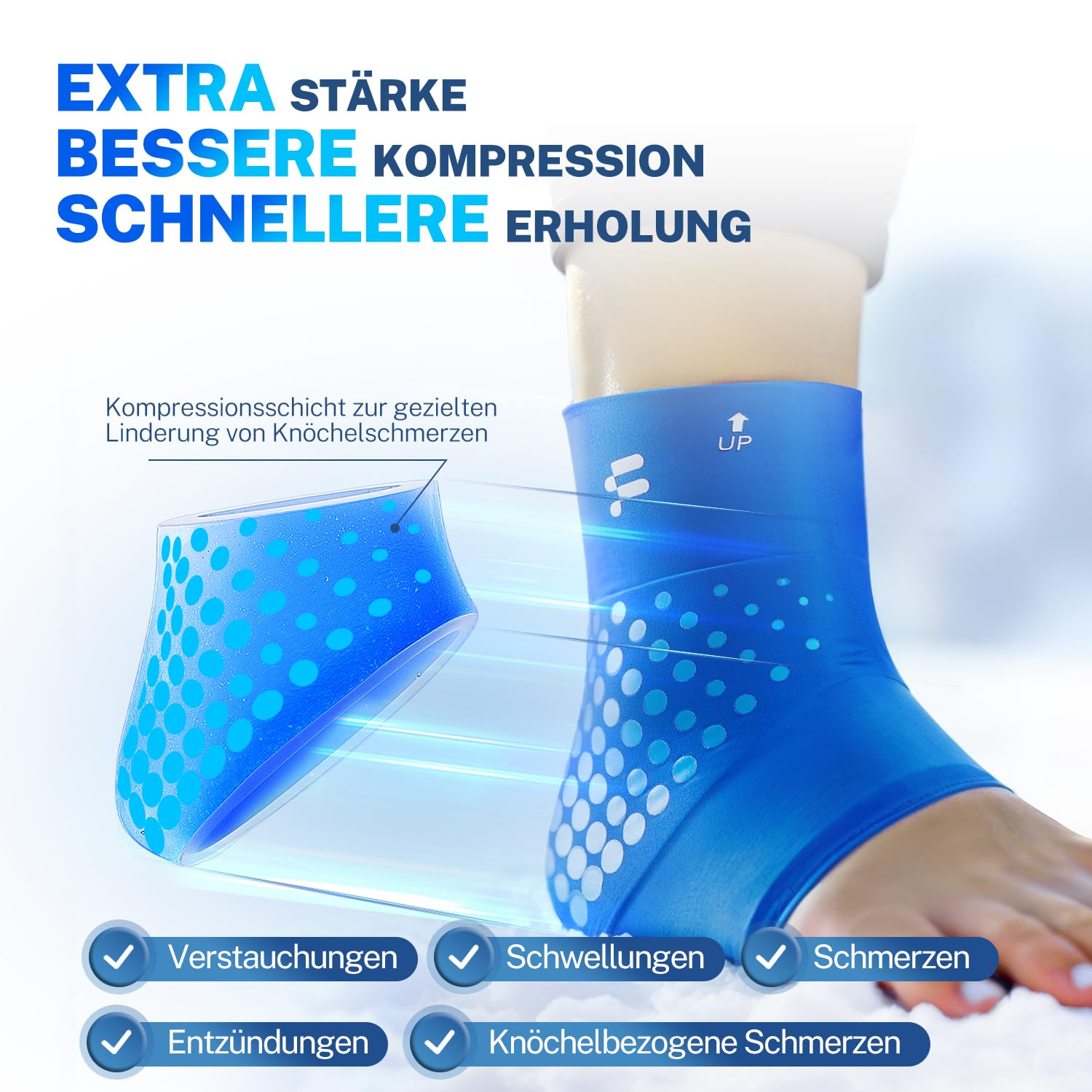 Fitomo kühlmanschette fuß, Wiederverwendbare Gel-Kompresse für Kälte & Wärmetherapie, hält 25% länger, ideal bei Verstauchungen, Bänderriss(XL)