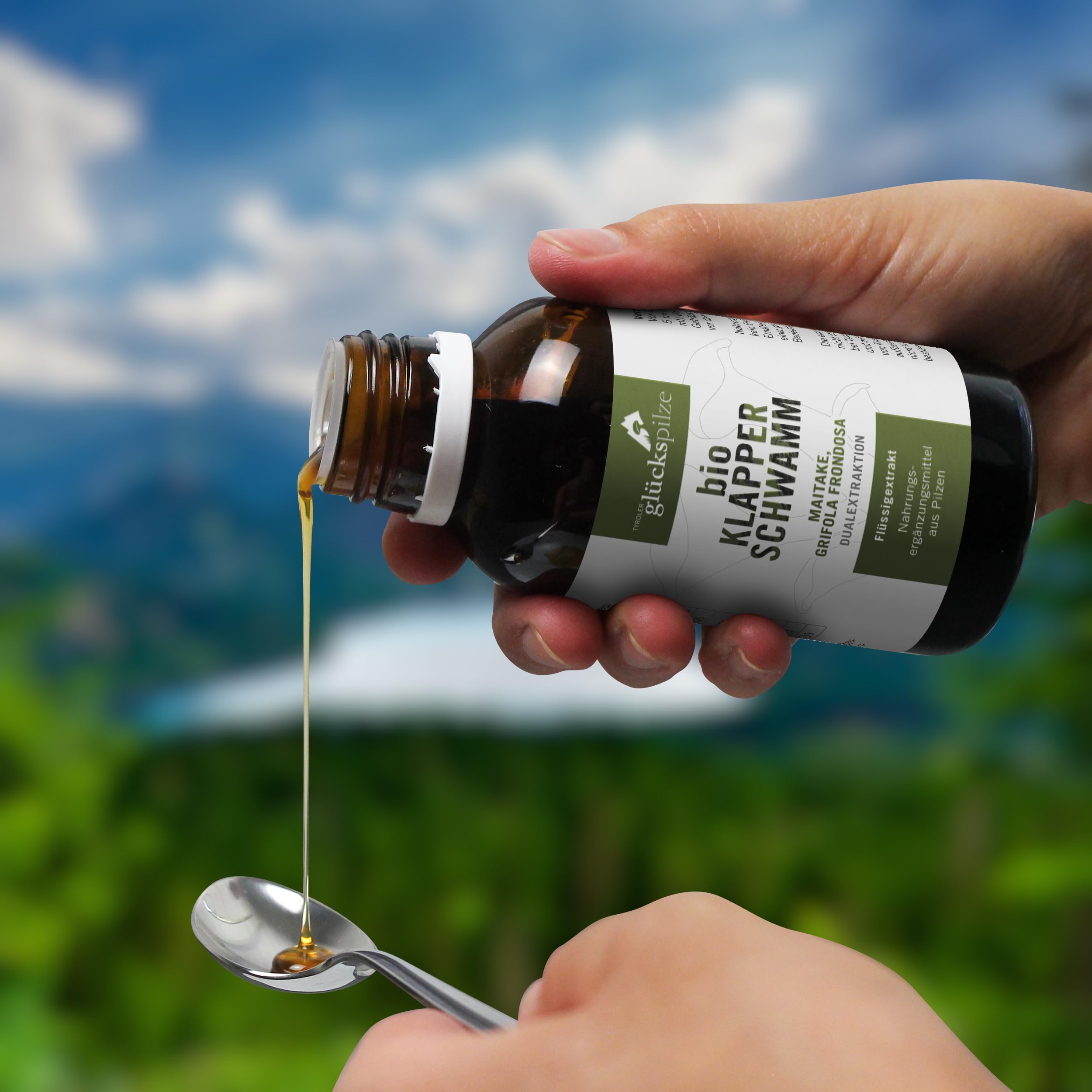 Bio Maitake Flüssigextrakt hochkonzentriert - Dual-Extrakt auf Glycerin Basis - hochdosiert, alkoholfrei - 100 ml - Grifola frondosa Vitalpilze Extrakt - AT-BIO-701