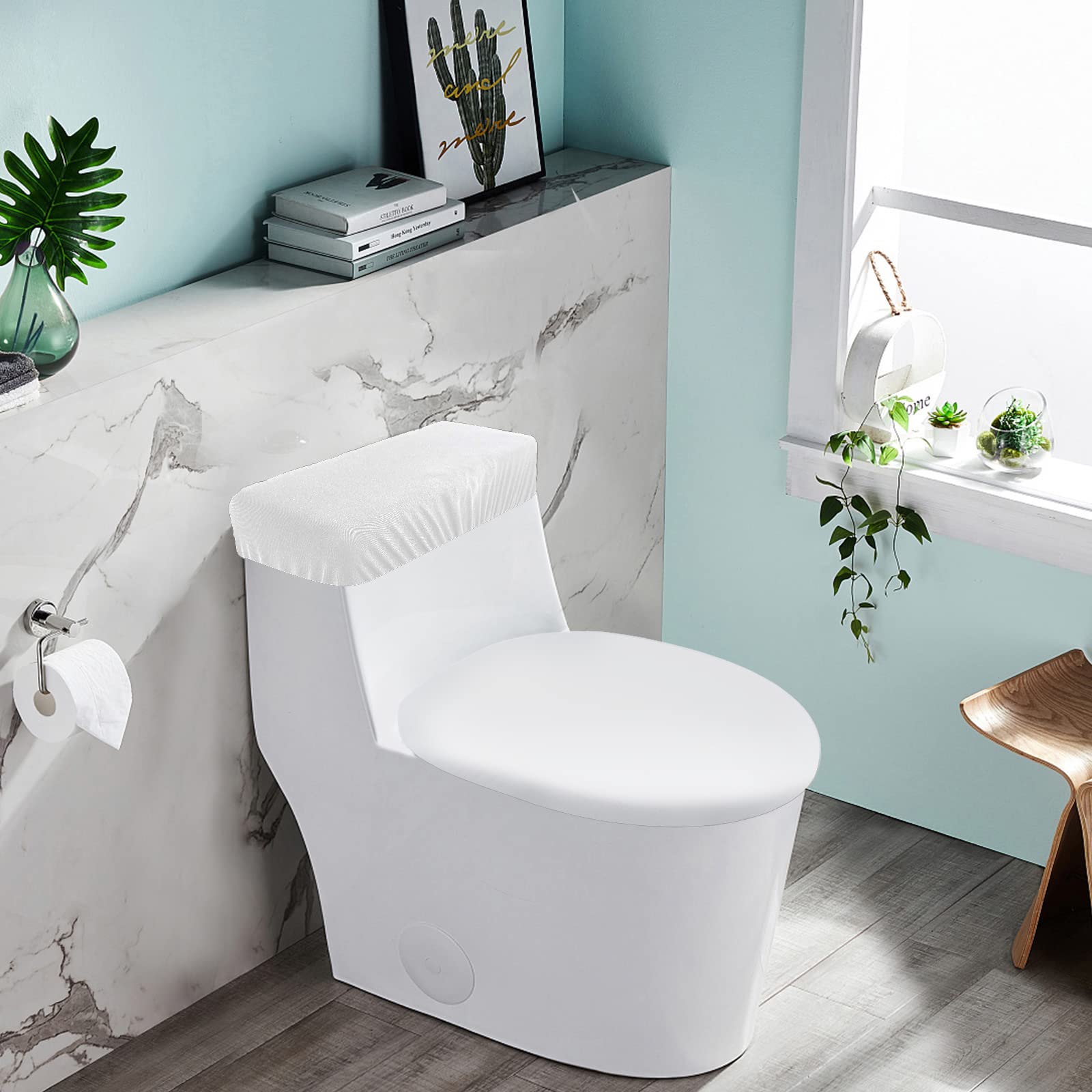 Housse Lavable Pour Réservoir Et Abattant WC - Polyester, élastique, Couleur Gris Foncé