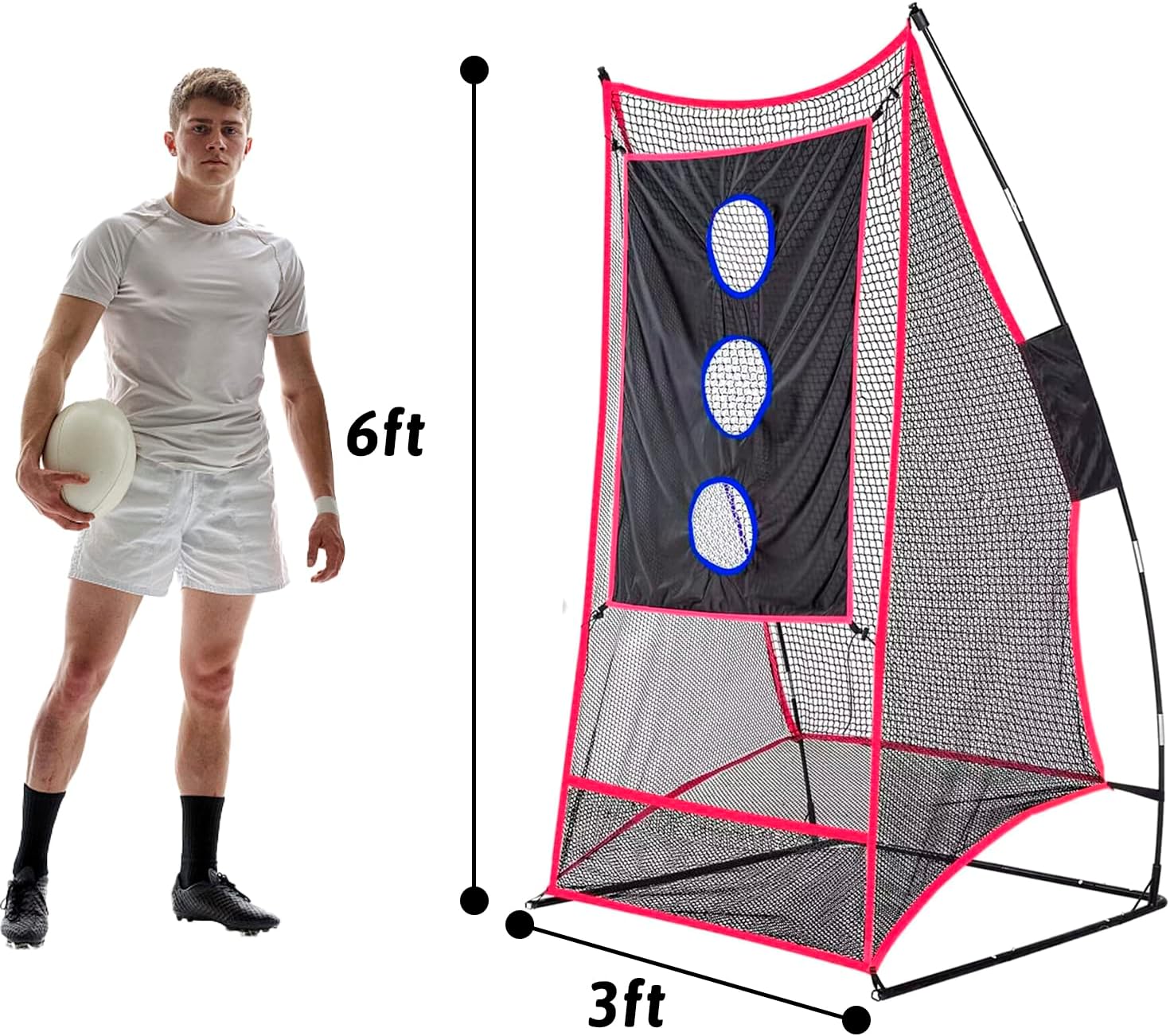 Kapler Football Kicking Throwing Net - 6x3ft Portable Field Goal w/Detachable Target for Throw & Precision Kicks - Sideline Practice for Backyard Skill Improvement for Youth and Adults