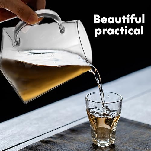 Miniatura 9 de Alipis Jarra de té de vidrio cuadrada pequeña jarra de leche de vidrio con asa, dispensador de vasos de té con boquilla, 26 onzas