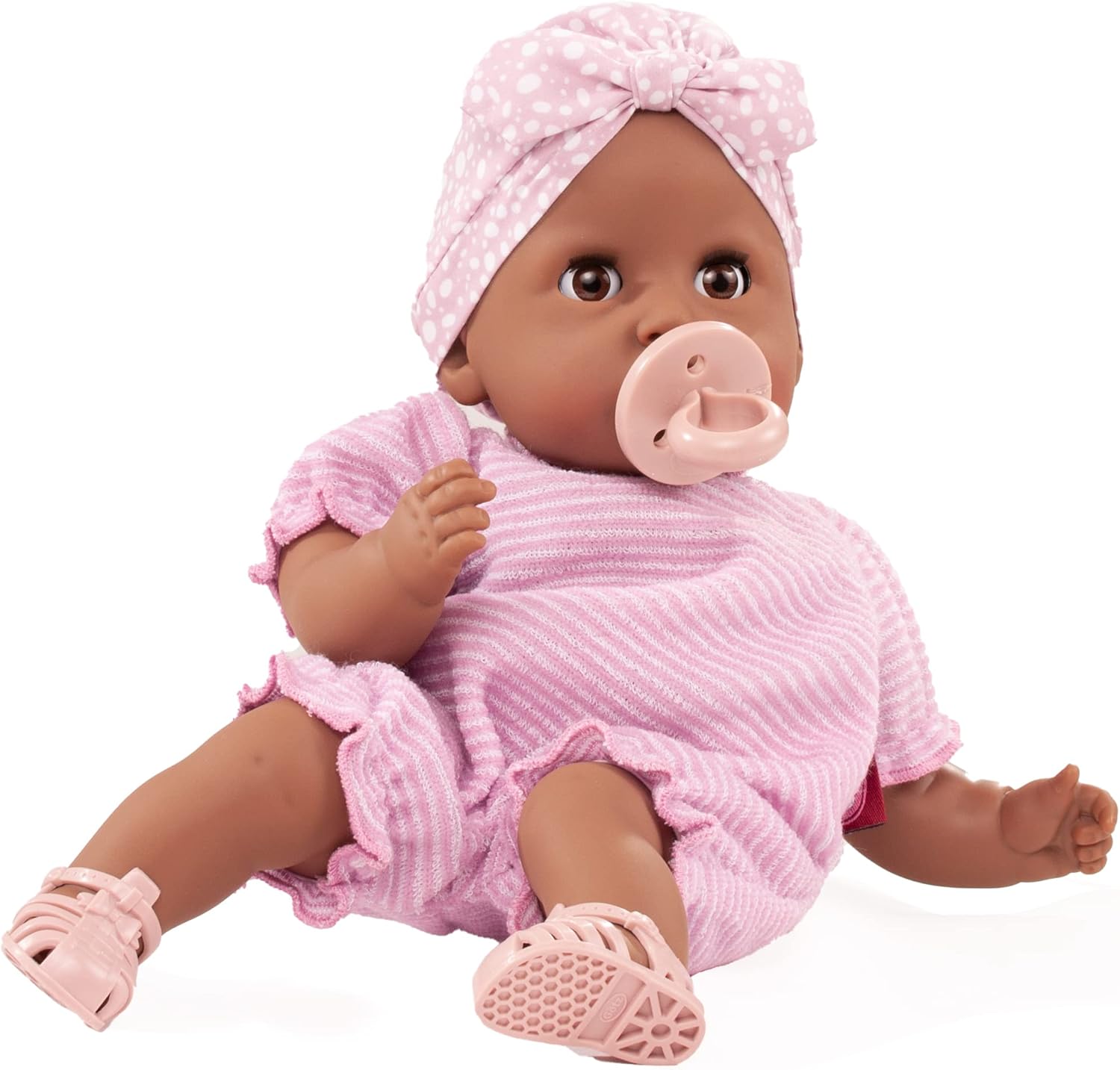 Gotz Cosy Aquini 13" Soft Cloth Bath Baby Doll with Dark Skin, Brown Sleeping Eyes and Towel