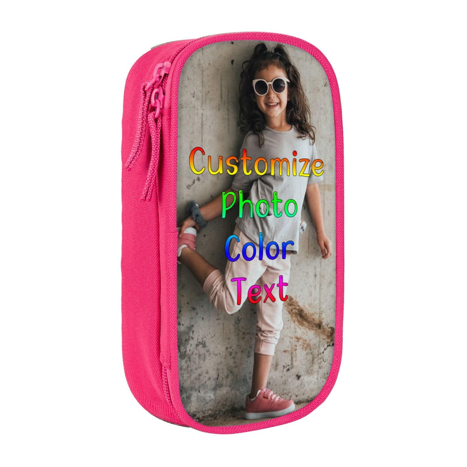 RoPox Custom Pencil Case for with Name Photo Text, Custom Design Zipper Pencil Holder, Customized Pencil Holder Box Stationery Organizer for School Office, for Teen Boys Girls Kids