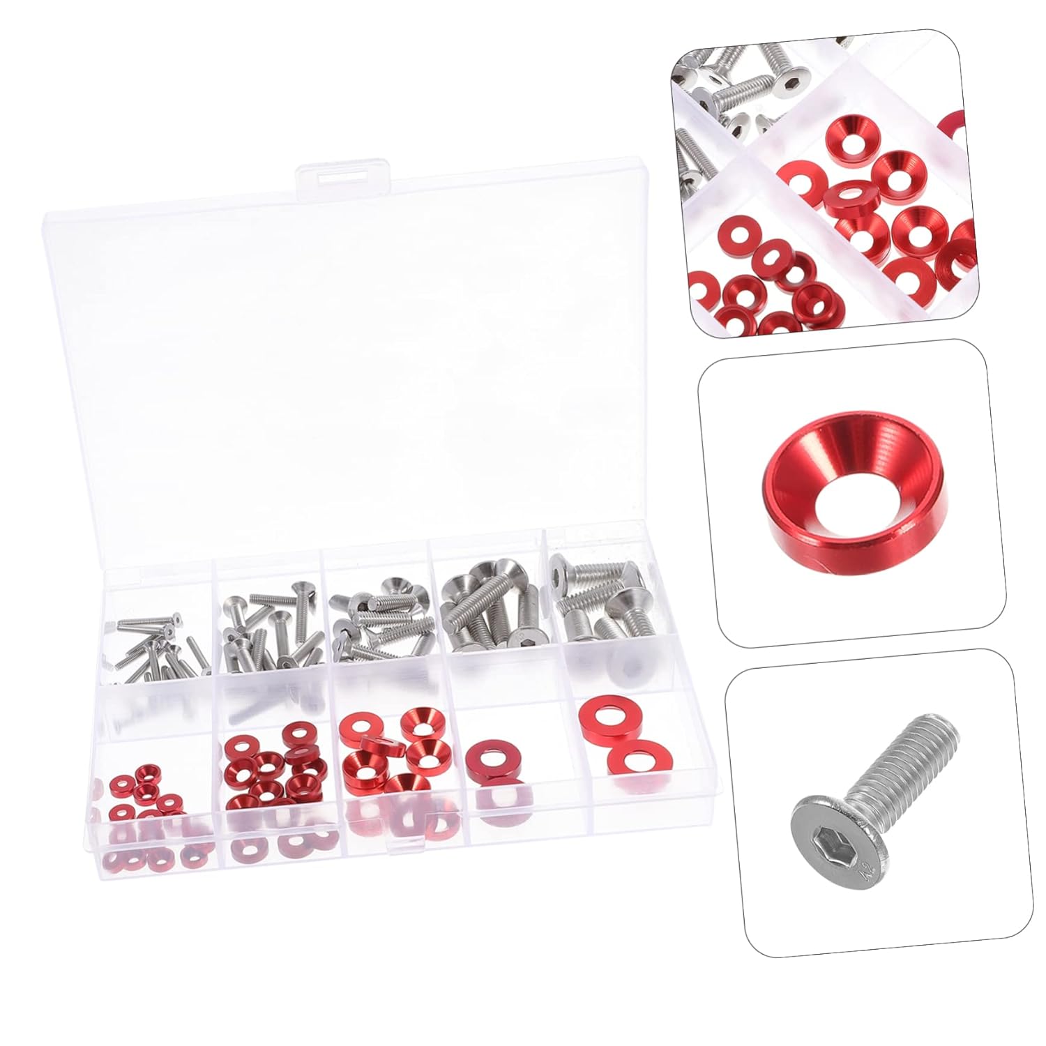 iplusmile 1set Assorted Flat Screw and Conical Washer Kit Aluminum Alloy Countersunk Washers for Repair and Appliance Assembly Resistant Multi-Specification