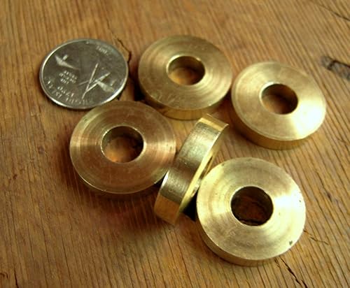 Miniatura 4 de JWL (5) Arandelas de freno de caña de latón macizo de 1 pulgada de diámetro utilizadas entre la manija de caña y el eje