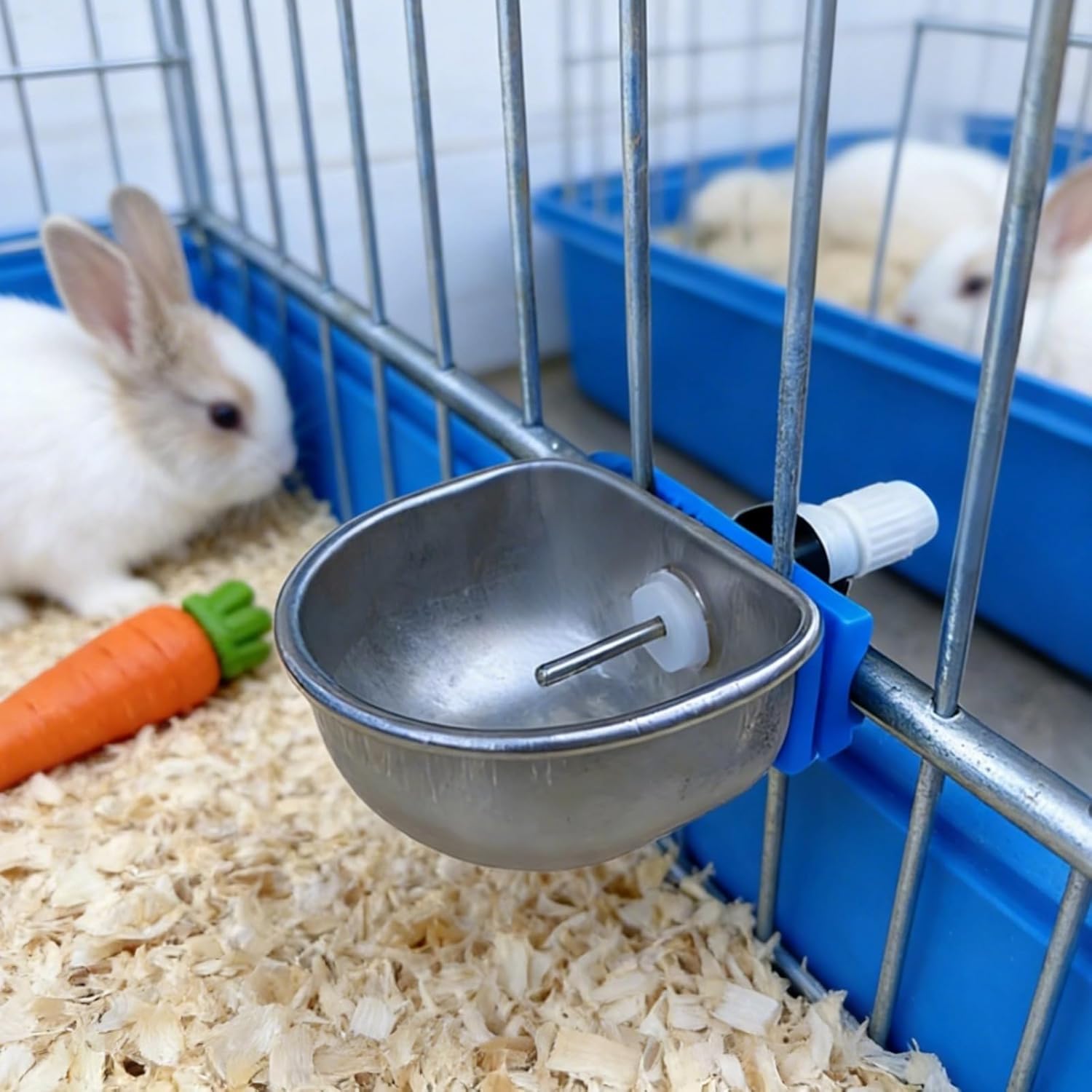 Generic 6 Pcs Automatic Bunny Waterer, Rabbit Water Dispenser with Stainless Steel No-Drip Bowl, 2.6 in / 6.5 Cm Metal Bowl for Rabbits, Easy Installation, Keeps Dry, Sanitary