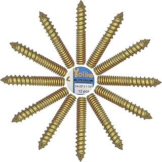 12 Pack 1/4-20 x 1-1/2 Inch Hanger Bolts 1/4-20" Double Headed Bolts 1/4 Wood Dowel Screw Self-Tapping Screw Hanger Bolts for Furniture Screws Double Screw Threaded Rods Bolt 37mm Length