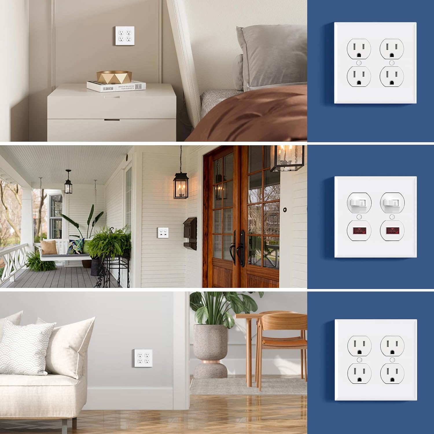 AIDA 2-Gang Standard Duplex Outlet Covers, Glossy White, 1-Pack Unbreakable Polycarbonate Replacement Wall Plates for Light Switch Cover Plate, UL Listed, 4.5" H x 4.57" L