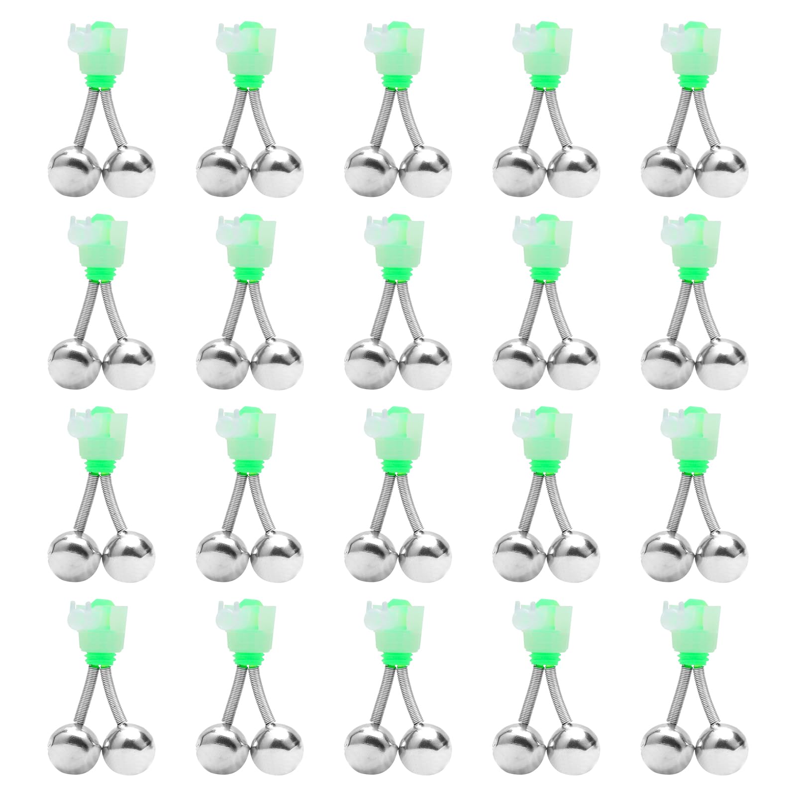 Clochette de Pêche à Spirale VOSSOT 20 Pièces, Double Cloche Lumineuse Détecteur de Touche