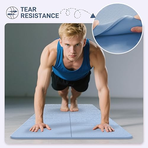 Miniatura 3 de Tapete de yoga plegable para viajes, de 72 x 32 x 0.32 pulgadas, tapete de ejercicio plegable de 0.315 in de grosor, tapete de pilates