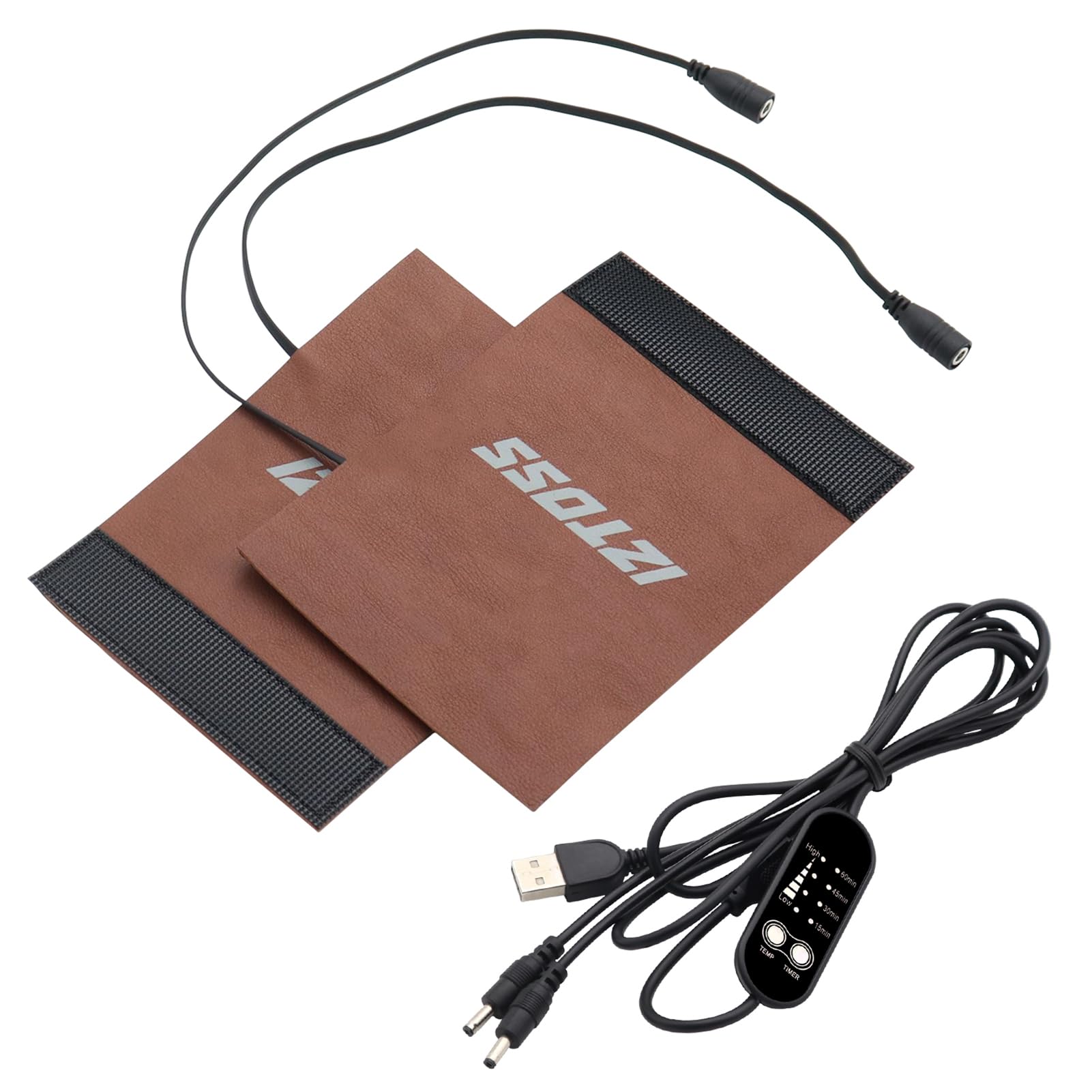 Ogrzewana osłona kierownicy motocykla Elektryczny podgrzewacz zimowy do dłoni z 4 ustawieniami temperatury i timerem, kompatybilny z zasilaczem USB 5 V, skóra PU (Brązowy)