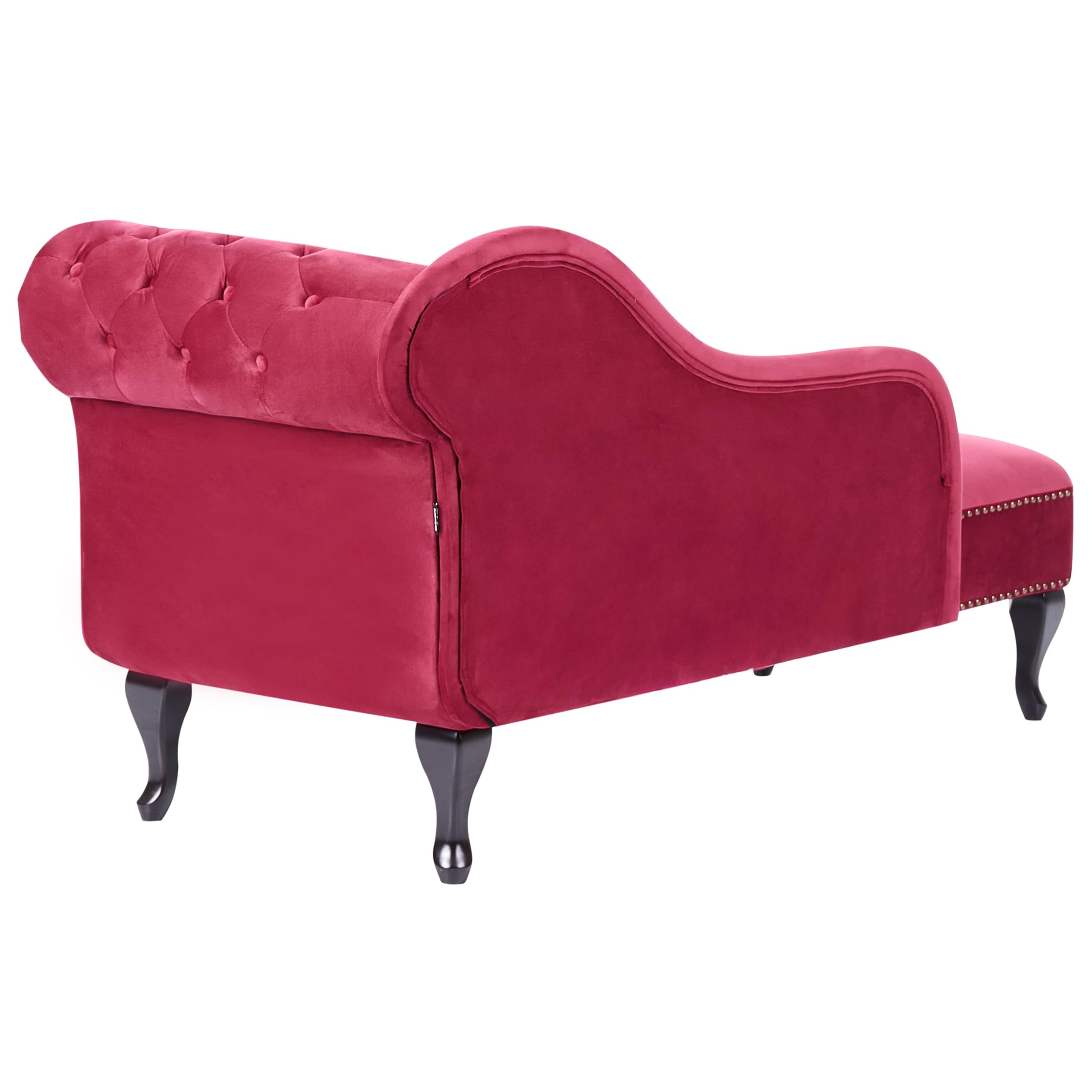Chaise Longue in Velluto Bordeaux Versione Destra Stile Chesterfield