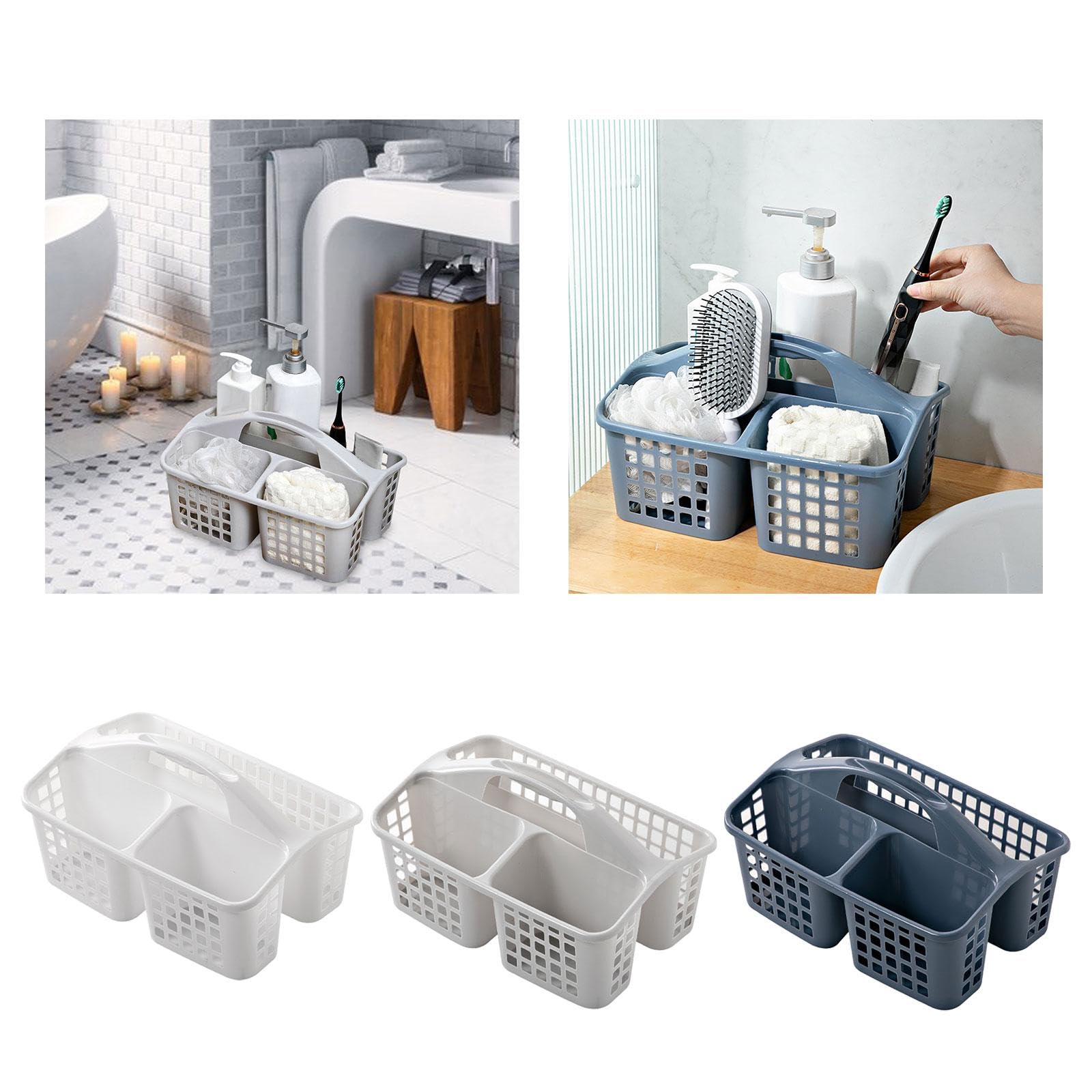 CALANDIS® Portable Shower Caddy Basket Cleaning Supplies Bucket 3 Divided Compartments White | 1 Portable Shower Caddy Basket 4