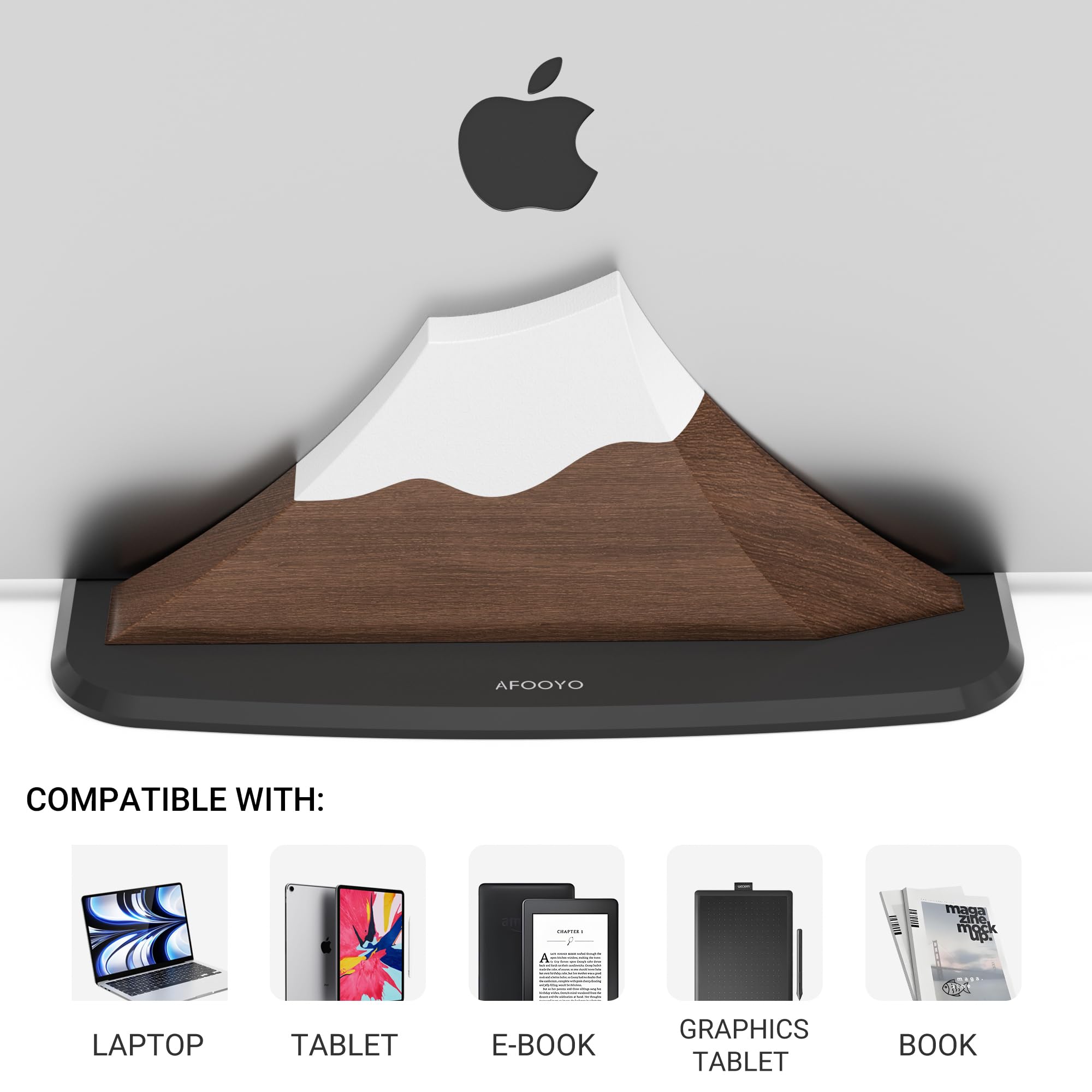 Vertical Laptop Stand - Snow Peak-Shaped Wooden Holder - View #3