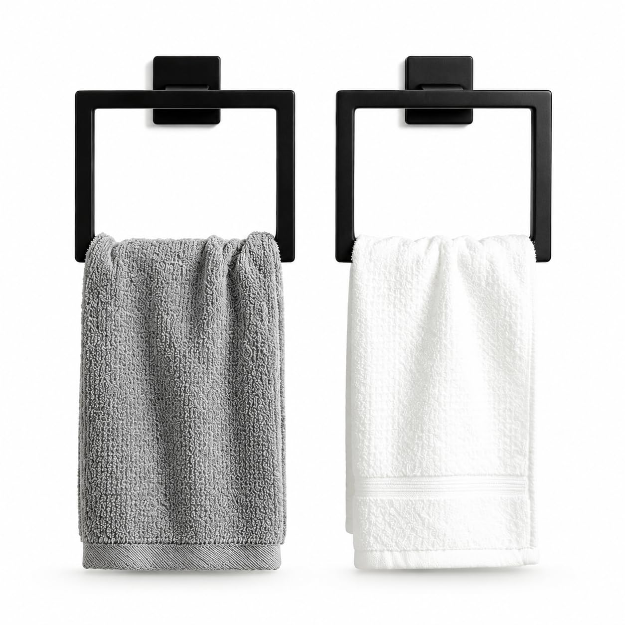 2 PACK Square Towel Ring 304 Stainless Steel Wall Mount Bathroom Rack