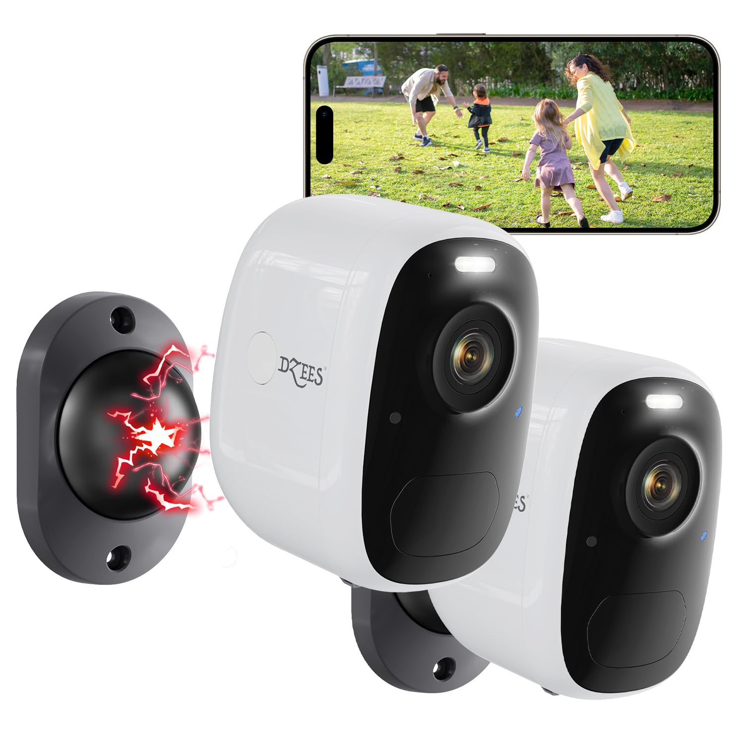 Dzees Wireless Security Camera Outdoor with Magnetic Mount, 4MP Battery Powered Security Cameras Wireless Outdoor for Home Security, AI Motion