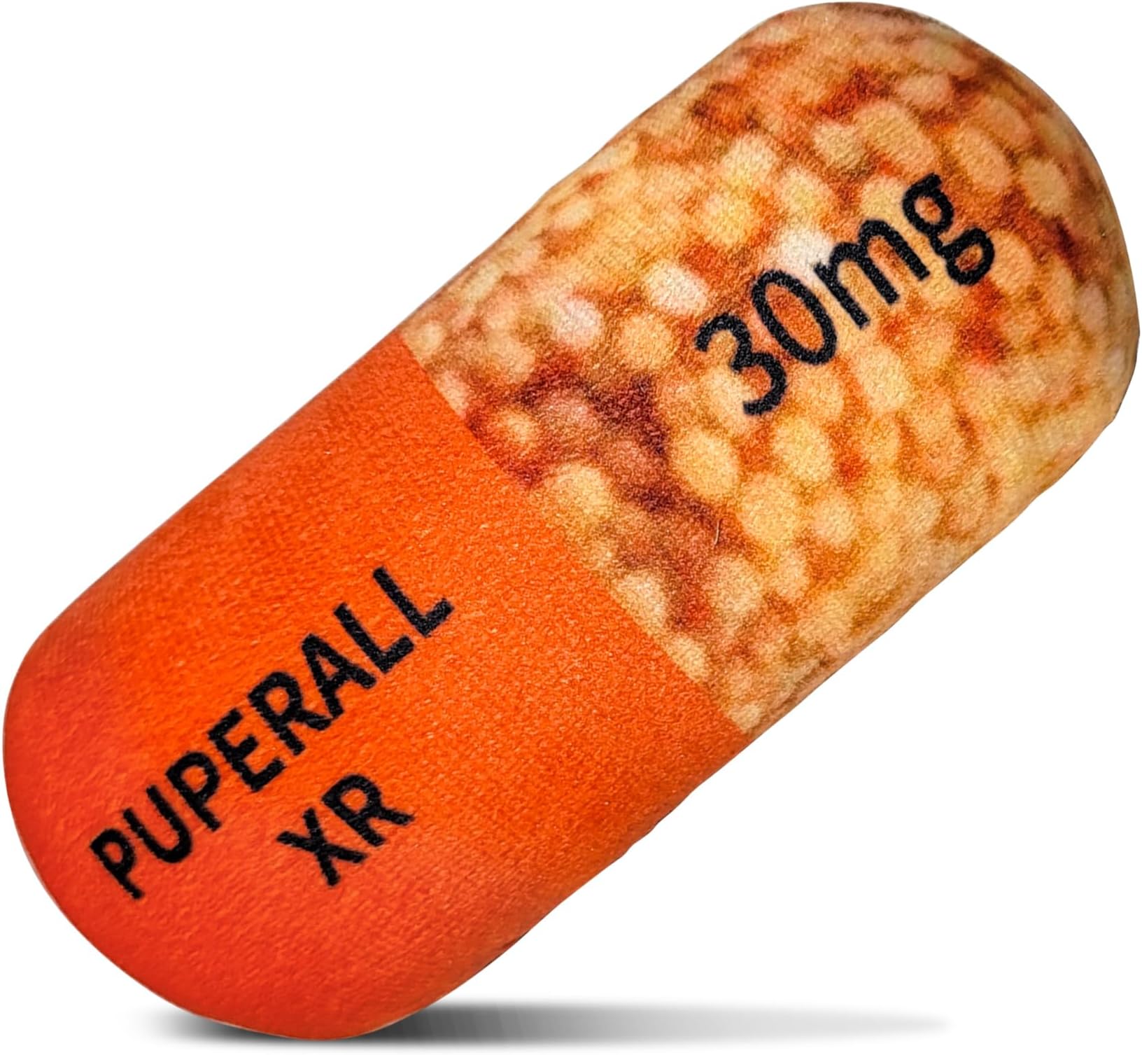 Puperall XR Pill Plush Dog Toy Funny Dog Toy - Parody Plush Squeaky Crinkle Dog Toy for Small to Medium Sized Dogs