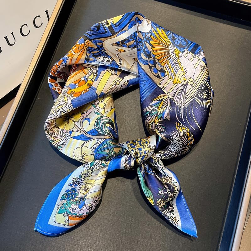 Mulberry Silk Scarfs Women Small Square Scarf 21" x 21" Breathable Lightweight Neckerchief Headscarf - Image 2