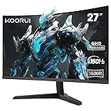 KOORUI 27E6QCA Monitor Curvo Gaming QHD 27 Pulgadas, 1500R, 2560x1440, 180Hz, 1ms, 4000:1, Adaptive Sync, 10Bits, 2xHDMI2.0, DP1.4, Inclinación, Eye Care, VESA 27 Pulgadas VA/QHD/180Hz