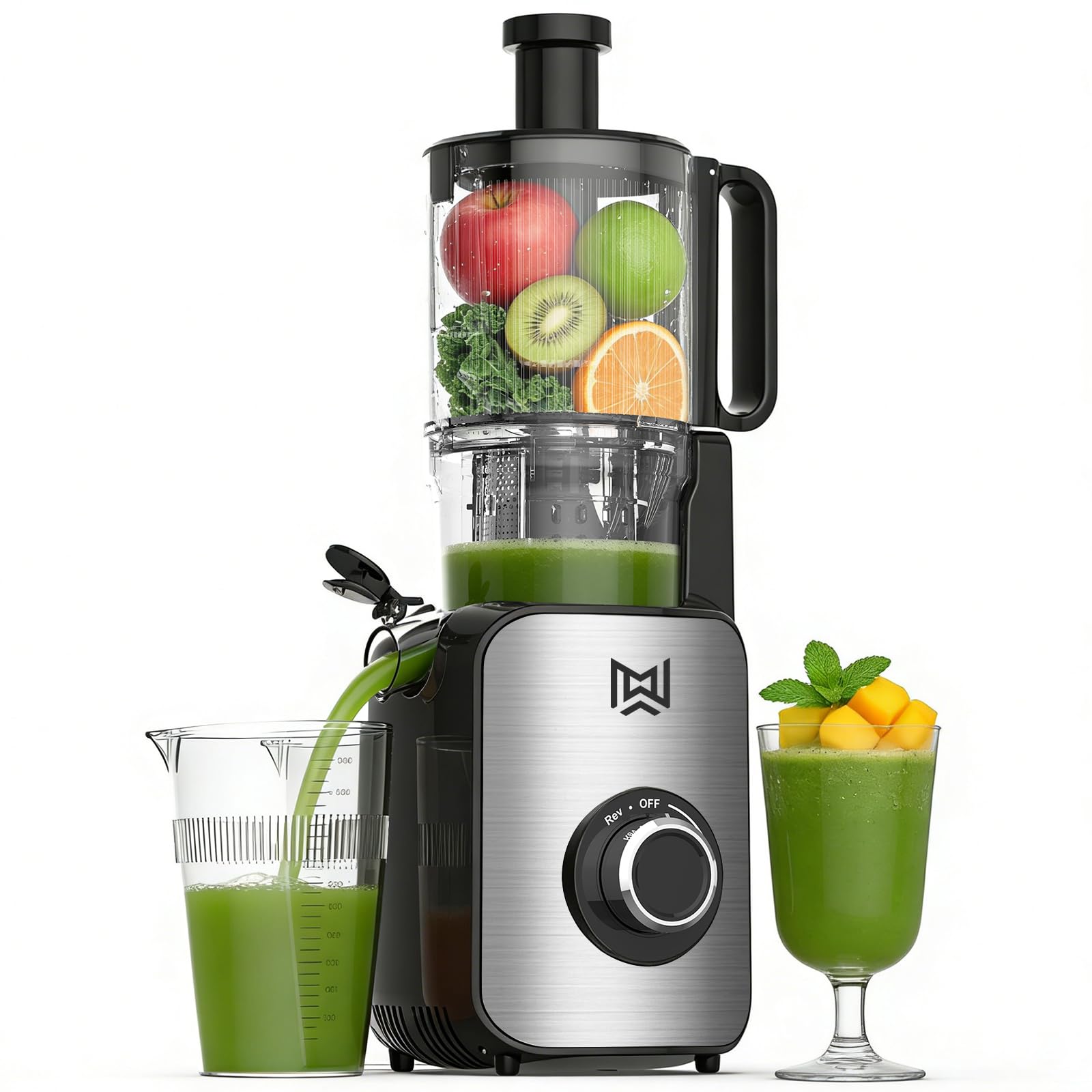 Cold Press Juicer Stainless Steel Material Juicer Machines with 5 0Inch Wide Feed Chute Slow Masticating Juicer for