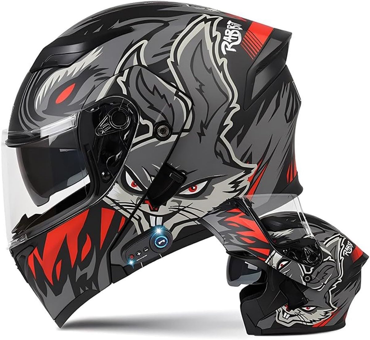 Casco de motocicleta modular Bluetooth, casco de moto abatible integral aprobado por ECE integrado, casco con doble visera para adultos, hombres y mujeres, cascos abatibles con certificación DOT(D,S(