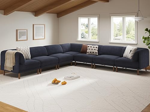 Miniatura 11 de CUGOAO Sofá modular modular, 3 asientos en forma de L, moderno sofá modular de mediados de siglo, sofá modular de asiento profundo, cómodos sofás de