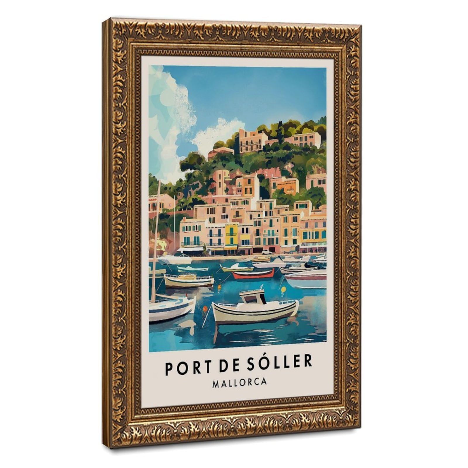 Bareronor Port De Sóller Travel Canvas Poster Bedroom Decor Landscape Office Room Decor Gift 16" L X 24" W