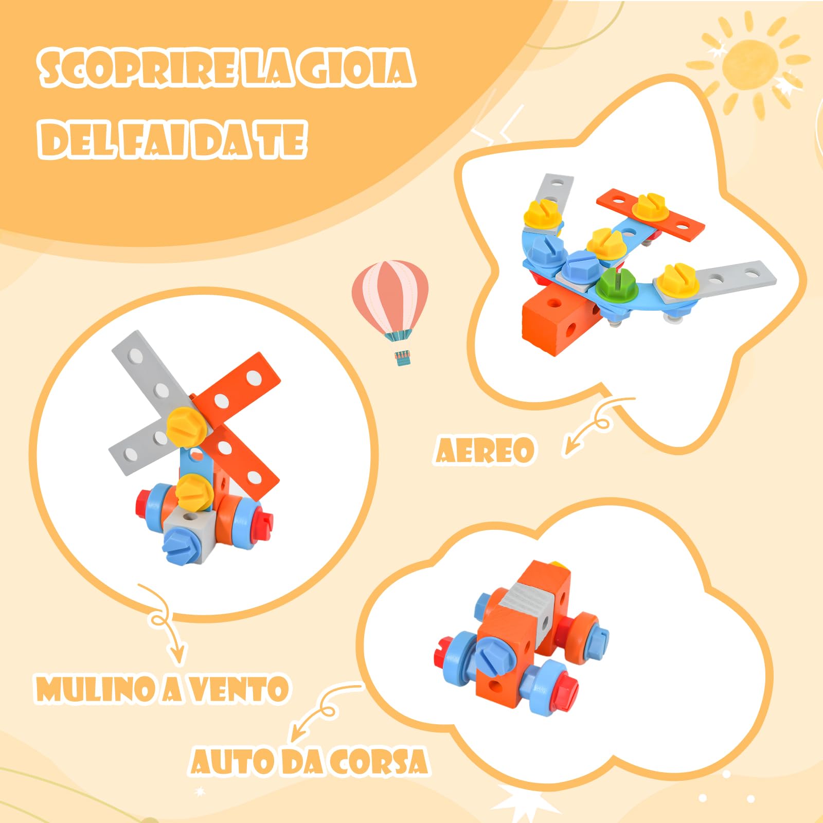 GYMAX Giocattolo da Banco da Lavoro per Bambini con 6 Attrezzi e 75 Accessori, Banco degli Attrezzi con Lavagna e Portautensili Appeso, Giocattolo per Fai da Te, Bambini 3 Anni+