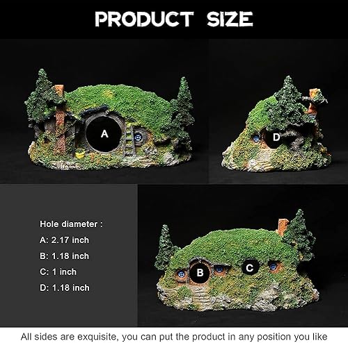 Miniatura 19 de Hobbit Fish Tank Decorations Reptile House Hidden Hole Landscaping for Aquarium and Reptiles Decorations Mini Garden Decorating Two Sizes (S)
