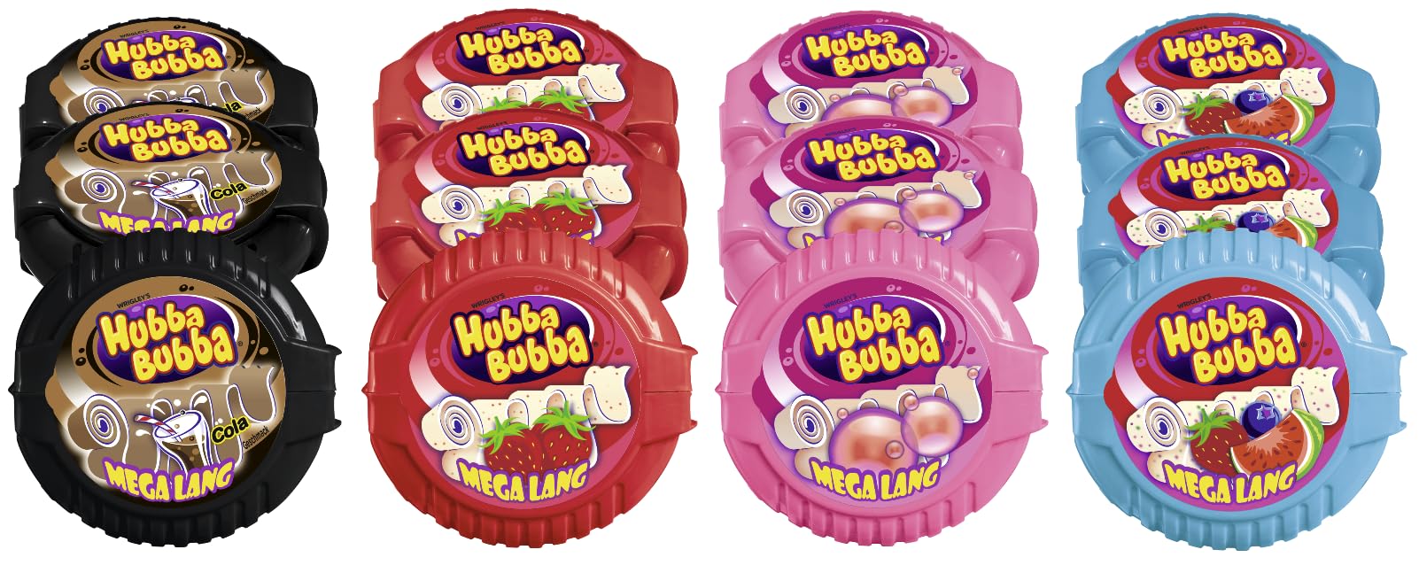 Hubba Bubba Kaugummi Rollen Mix Cola, Erdbeere, Fancy Fruit & Triple Mix 12 Rollen