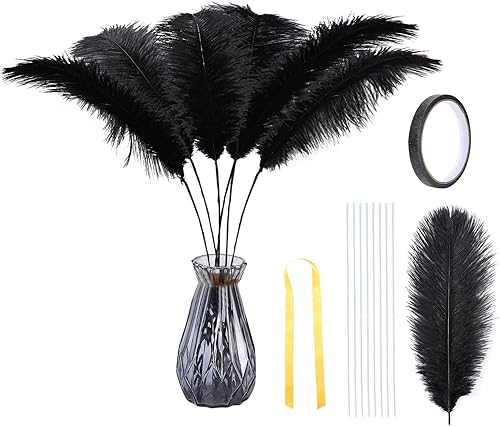 DGYJJZ Juego de 20 plumas de avestruz azules a granel Kit de fabricación de plumas de avestruz naturales de 10 a 12 pulgadas para centros de mesa