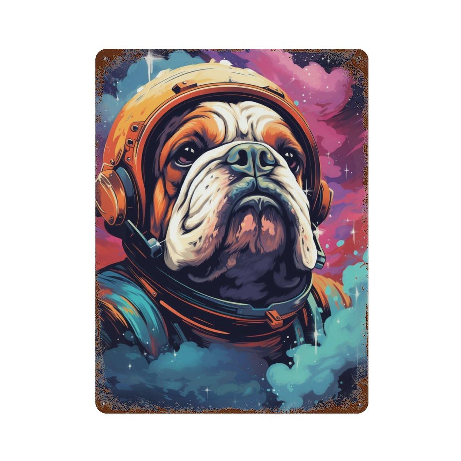 Space Dog Explorer-44 Aged Metal Wall Plaque 15.7"x11.8", Industrial Home Decor for Garage, Pub Or Kitchen