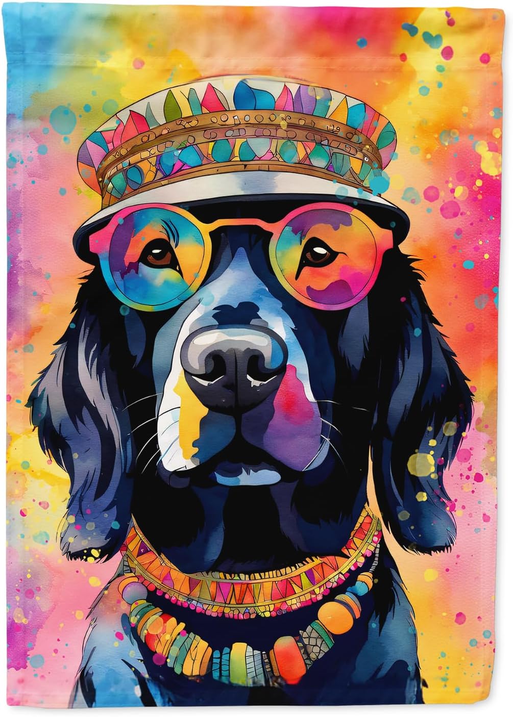 Caroline's Treasures DAC2520CHF Black Labrador Hippie Dawg House Flag Large Porch Sleeve Pole Decorative Outside Yard Banner Artwork Wall Hanging, Polyester, House Size, Multicolor